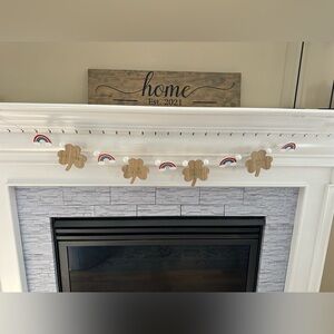☘️ St. Patrick's Day Shamrock and Rainbow Garland - Neutral Wood